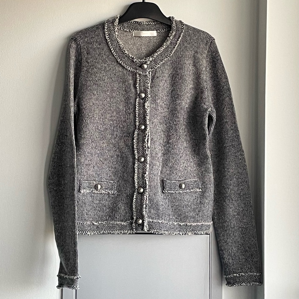 Gray Chanel vibes Women's Cardigan Sweater